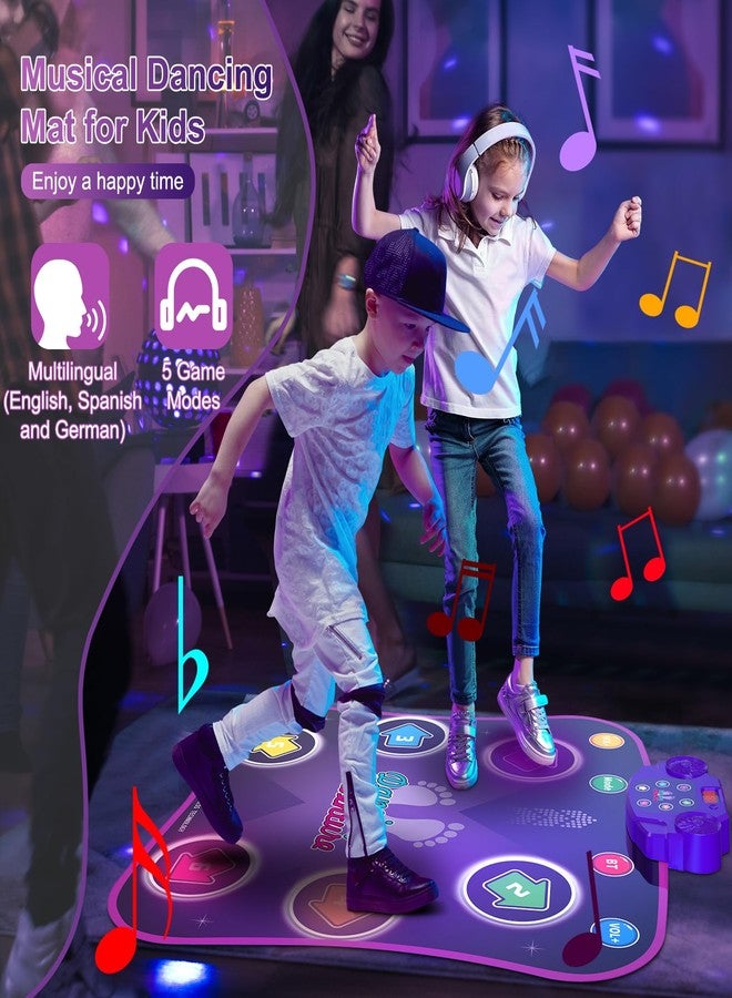 Flooyes Dance Mat Toys for 3-12 Year Old Kids, Electronic Dance Pad with Light-up 6-Button Wireless Bluetooth, Music Dance with 5 Game Modes, Birthday Toys Gifts for 3 4 5 6 7 8 9 10+ Year Old Girls - Image 3